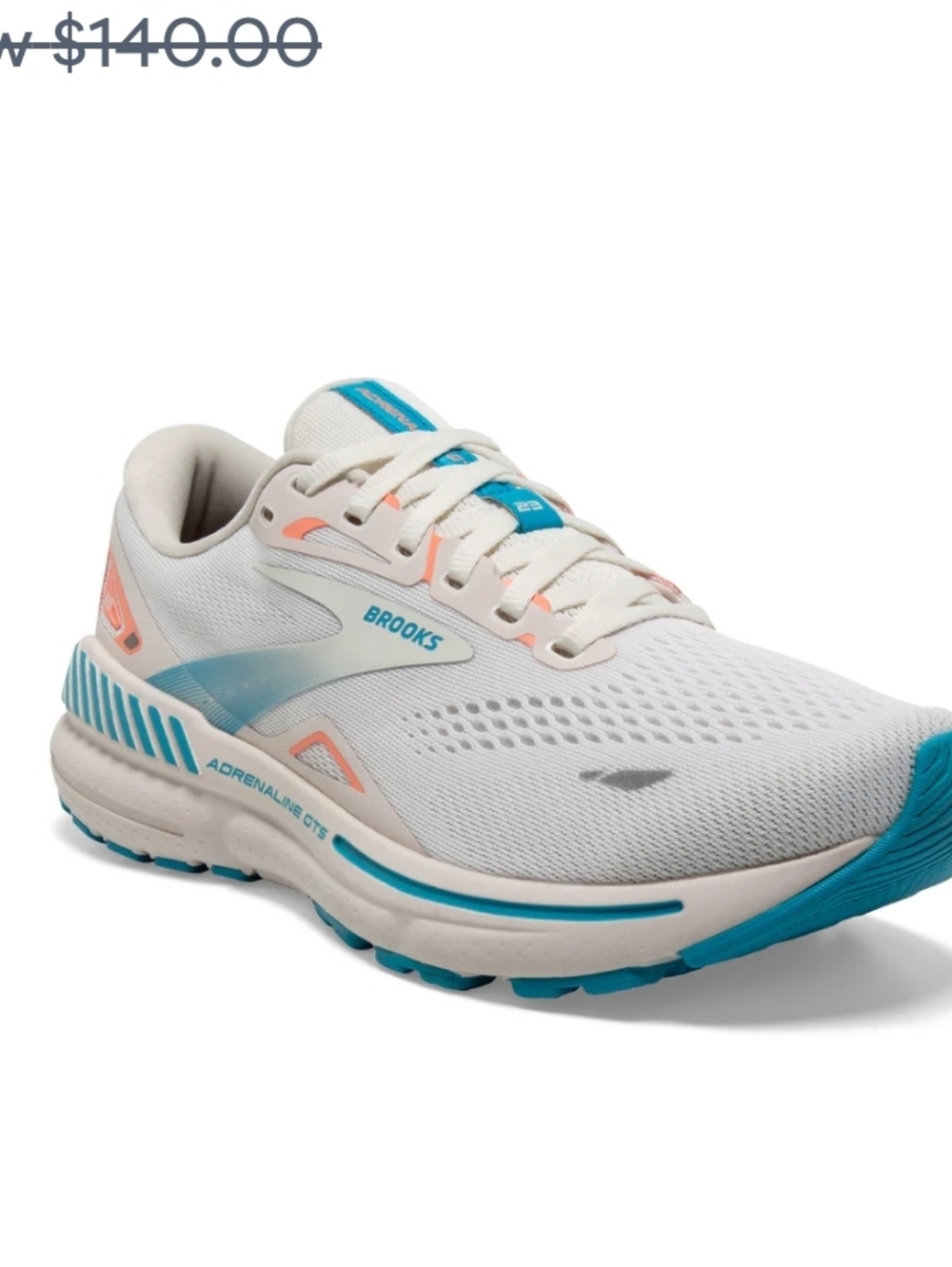 Brooks Adrenaline GTS Women's Running Shoes - White, Teal, Coral - Picture 10 of 14